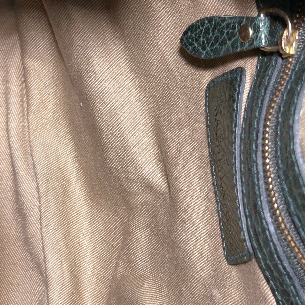 Ralph Lauren Green Leather Bucket Bag 13 “ x 9.5” x 5” w/bag scarf EUC - Picture 12 of 16